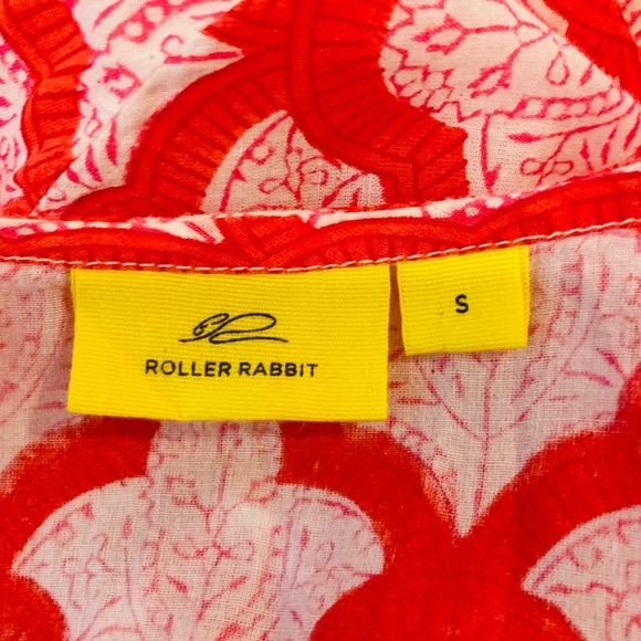 Roller Rabbit Jemina Kurta red and pink print 3/4 length sleeve tunic top. Small - Picture 6 of 7